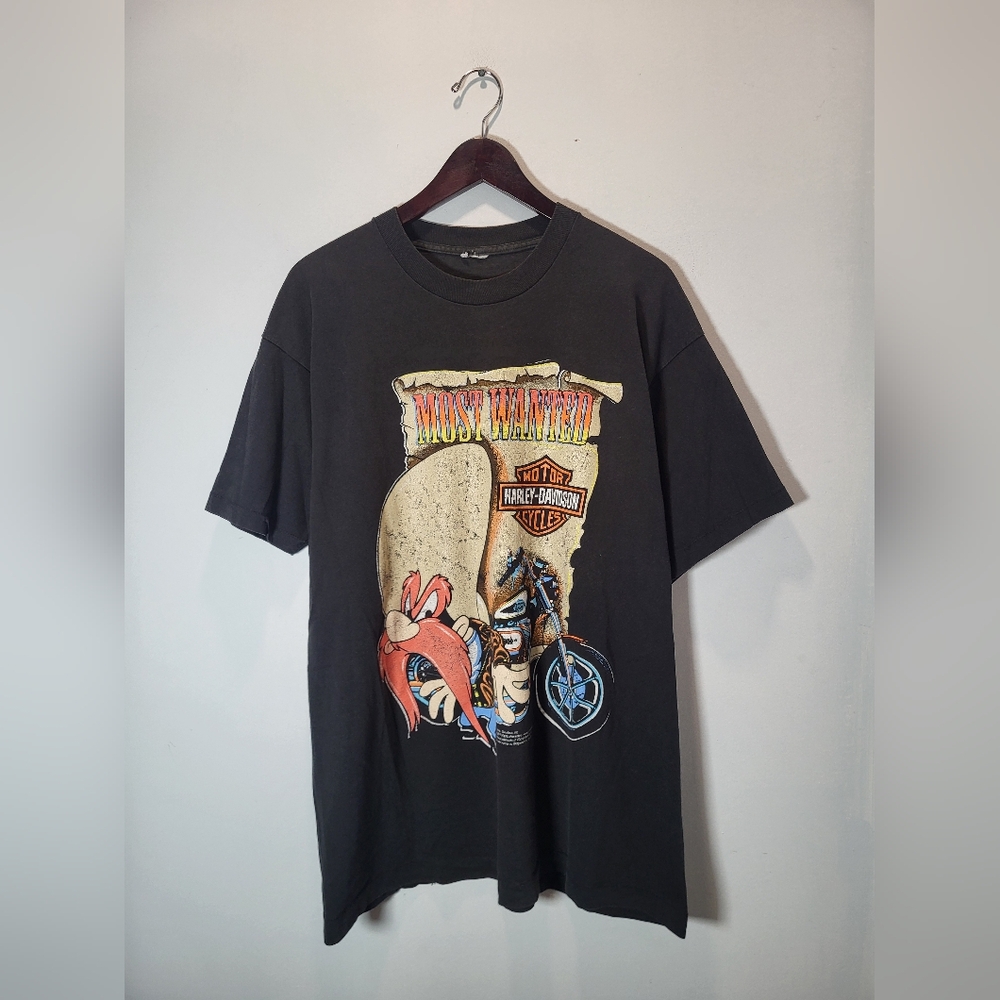 👕🌶 RARE Vintage 1993 Harley Davidson X Looney Tunes Yosemite Sam T-Shirt